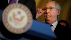 Senate Majority Leader Senator Mitch McConnell (R-KY) attends a news conference following party policy lunch meeting at the U.S. Capitol in Washington. REUTERS/Carlos Barria