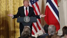 FILE PHOTO - U.S. President Donald Trump holds a joint news conference with Norwegian Prime Minister Erna Solberg in the East Room of the White House in Washington, U.S., January 10, 2018. REUTERS/Jonathan Ernst