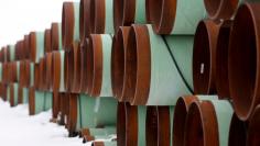 FILE PHOTO: A depot used to store pipes for Transcanada Corp's planned Keystone XL oil pipeline is seen in Gascoyne