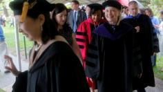 Former U.S. Secretary of State Hillary Clinton arrives for Commencement at Wellesley College in Wellesley, Massachusetts, U.S., May 26, 2017.   REUTERS/Brian Snyder