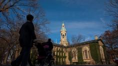 Students walk around the Princeton University campus in New Jersey