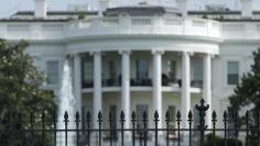 Original South Lawn fencing is seen before anti-climb White House perimeter fencing installation at the White House in Washington