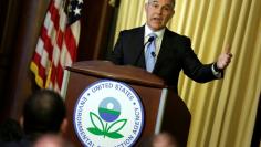 Scott Pruitt, administrator of the Environmental Protection Agency (EPA), speaks to employees of the agency in Washington, U.S., February 21, 2017.      REUTERS/Joshua Roberts 