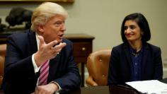 FILE PHOTO - U.S. President Donald Trump attends the Women in Healthcare panel hosted by Seema Verma (R), Administrator of the Centers for Medicare and Medicaid Services, at the White House in Washington, U.S., March 22, 2017.   REUTERS/Kevin Lamarque