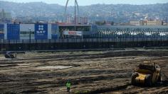 Construction on the area around the port of entry from Mexico to the United States continues next to the border wall in San Ysidro, California