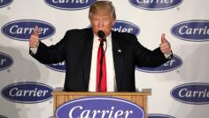 U.S. President-Elect Donald Trump speaks at an event at Carrier HVAC plant in Indianapolis