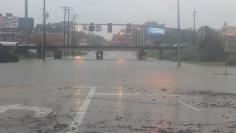 The Acadian Thruway is covered in floodwaters in this handout picture from the Louisiana Department of Transportation and Development taken in Baton Rouge