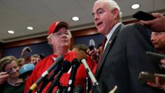 FILE PHOTO: Rep. Patrick Meehan (R-PA), accompanied by Rep. Joe Barton (R-TX), speaks with the media at the U.S. Capitol Building in Washington, U.S., June 14, 2017. REUTERS/Aaron P. Bernstein 