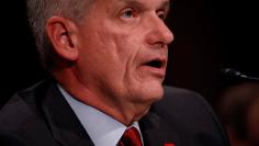 Wells Fargo & Company CEO and President Tim Sloan testifies before the Senate Banking Committee on Capitol Hill in Washington, U.S., October 3, 2017. REUTERS/Aaron P. Bernstein