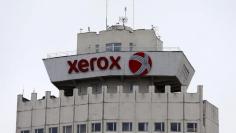 FILE PHOTO: Logo of Xerox company is seen on building in Minsk