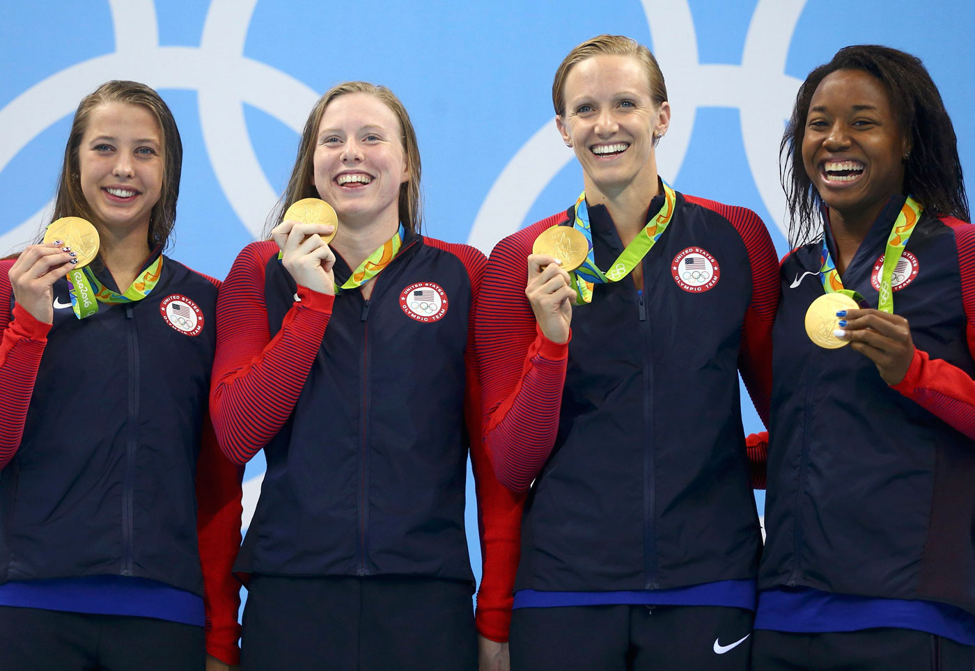 Swimming - Women's 4 x 100m Medley Relay Victory Ceremony