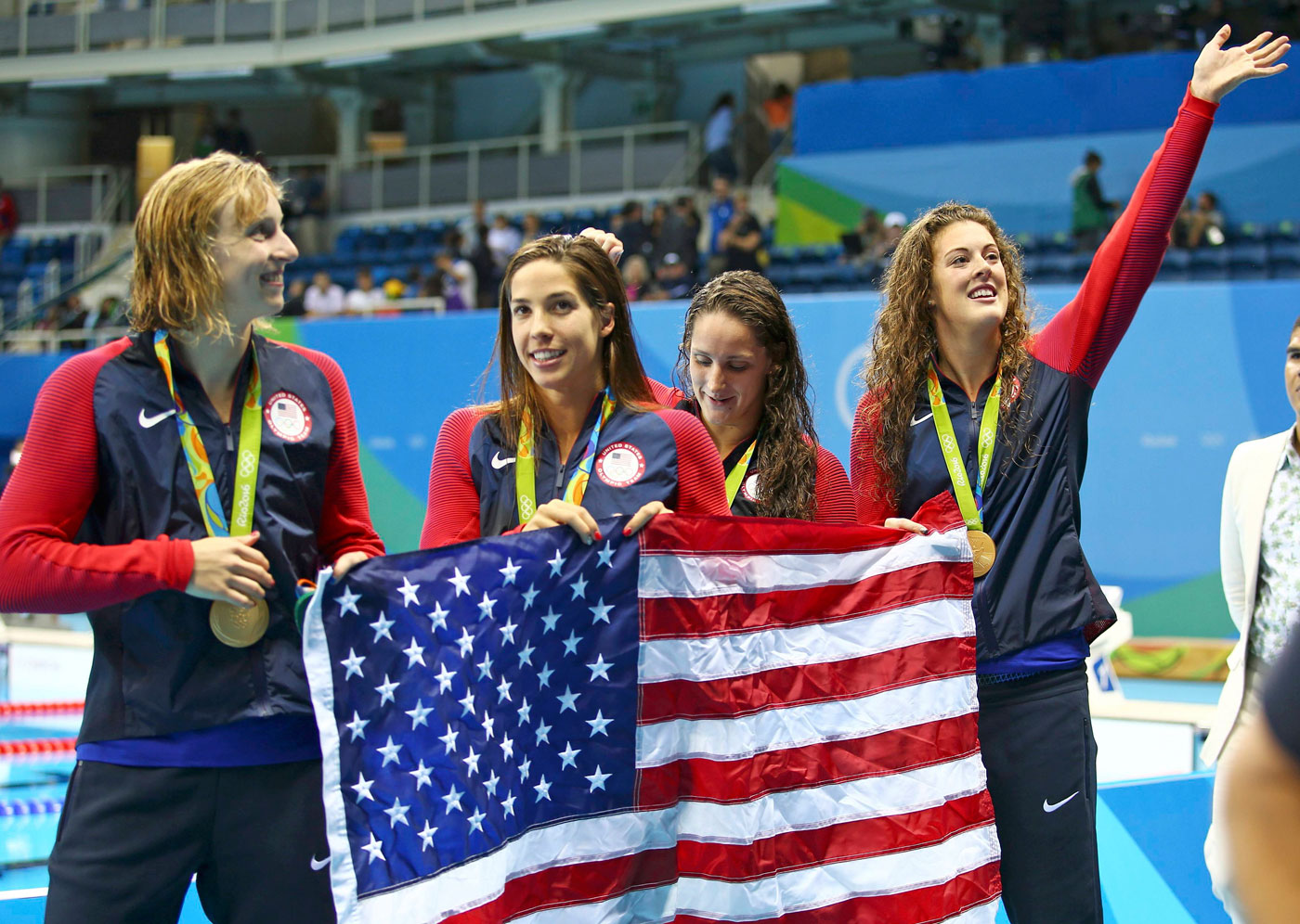 Swimming - Women's 4 x 200m Freestyle Relay Victory Ceremony