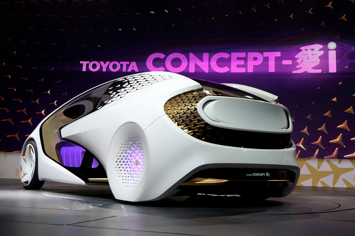 The new Toyota Concept-i concept car, designed to learn about its driver is unveiled during the Toyota press conference at CES in Las Vegas