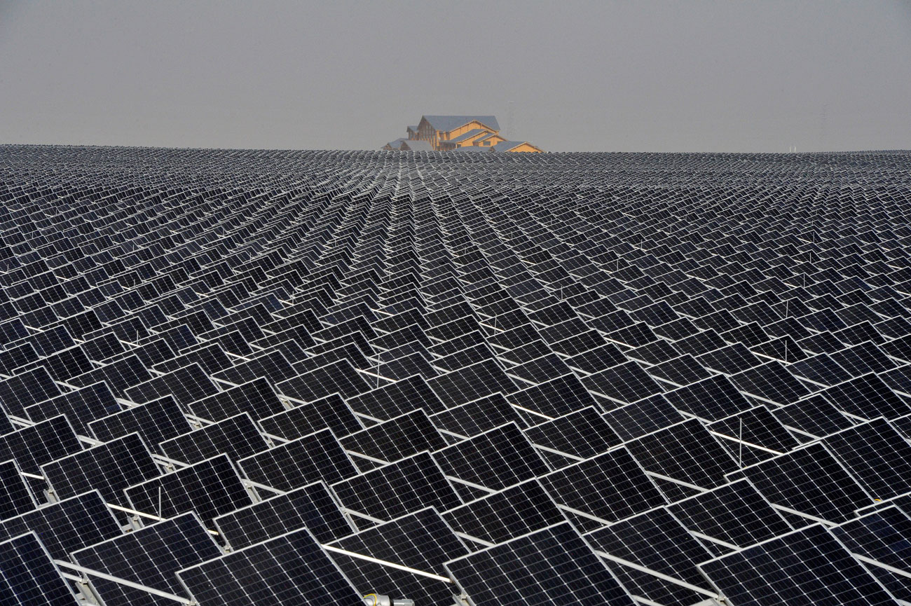 Solar panels are seen in Yinchuan
