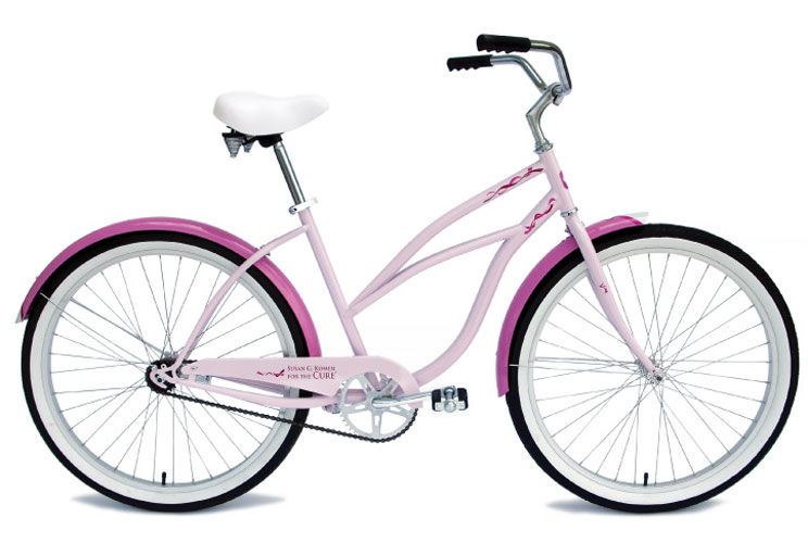 "The Komen Cruiser is passionately pink through and through," bicycle company Campus Cruisers says on its website. "It’s a joyful expression of your commitment to this special cause." For each of these branded bikes sold, the bike-maker will donate "at le