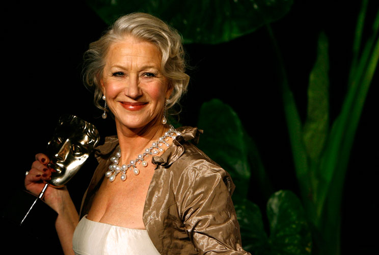 Helen Mirren poses with her Best Actress award at the 2007 BAFTA (British Academy of Film and Television Arts) awards at The Royal Opera House in London.    
