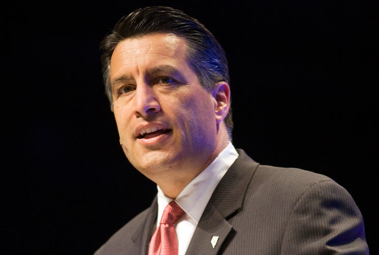 Brian Sandoval, governor of Nevada, gives opening remarks during the SkyBridge Alternatives (SALT) Conference in Las Vegas, Nevada May 11, 2011. 