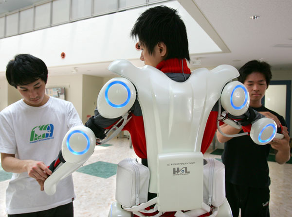 		<p>A Japanese invention offered by Cyberdyne, this hybrid assistive limb helps those who have been paralyzed or recovering from a stroke. It consists of a robotic suit, with electrodes that attach to the skin and detect nerve activation coming from the 