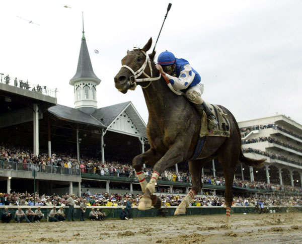 		<p>Smarty Jones with jockey Stewart Elliot aboard wins at the 130th running of the Kentucky Derby at Churchill Downs in Louisville, Kentucky May 1, 2004. Smarty Jones won the race with a time of 2:04.   </p>