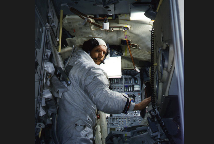 		&lt;p&gt;Armstrong, as commander of the Apollo 11 moon-landing mission, practices for the historic event in a lunar module simulation before the launch, in this June 1969 file photo.&lt;/p&gt;