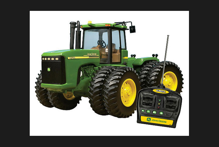 Most remote- control vehicles go for $20 to $40, but surely your child deserves more than that. Thus, make way for the mother of all antenna-sporting wonders, the John Deere tractor trailer. The 20-pound off-road monster features lights, sounds, three spe