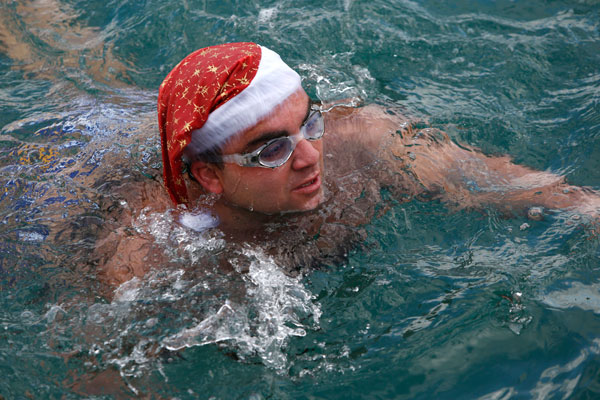 		&lt;p&gt;A man wearing a Santa Claus hat takes part in a charity swim at the marina of the Grand Hotel Excelsior in Floriana, outside Valletta, December 9, 2012. Some 45 people braved the cold weather to take part in the aptly-named &quot;Santa&#039;s Swim&quot; to raise fu