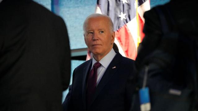 President Joe Biden visited the DNC stage before his speech Monday.