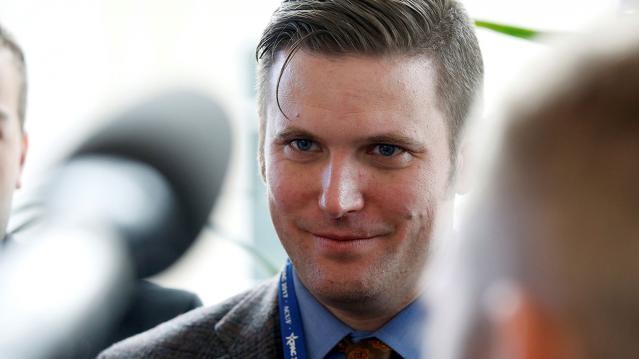 Richard Spencer, a leader and spokesperson for the so-called “alt-right” movement, speaks to the media at the Conservative Political Action Conference (CPAC) in National Harbor, Maryland