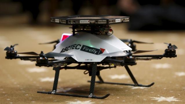 Intel AscTec Firefly drone is seen before flight demonstration on Capitol Hill in Washington 