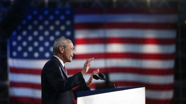 FILE PHOTO - John Podesta, chairman of the 2016 Hillary Clinton presidential campaign, addresses the crowd at Democratic U.S. presidential nominee Hillary Clinton's election night rally in New York, U.S., November 9, 2016.       REUTERS/Carlos Barria 