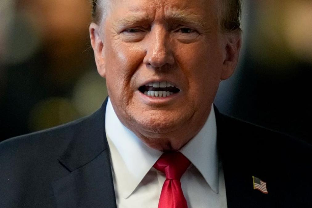 Trump outside the Manhattan Criminal Court on Tuesday.