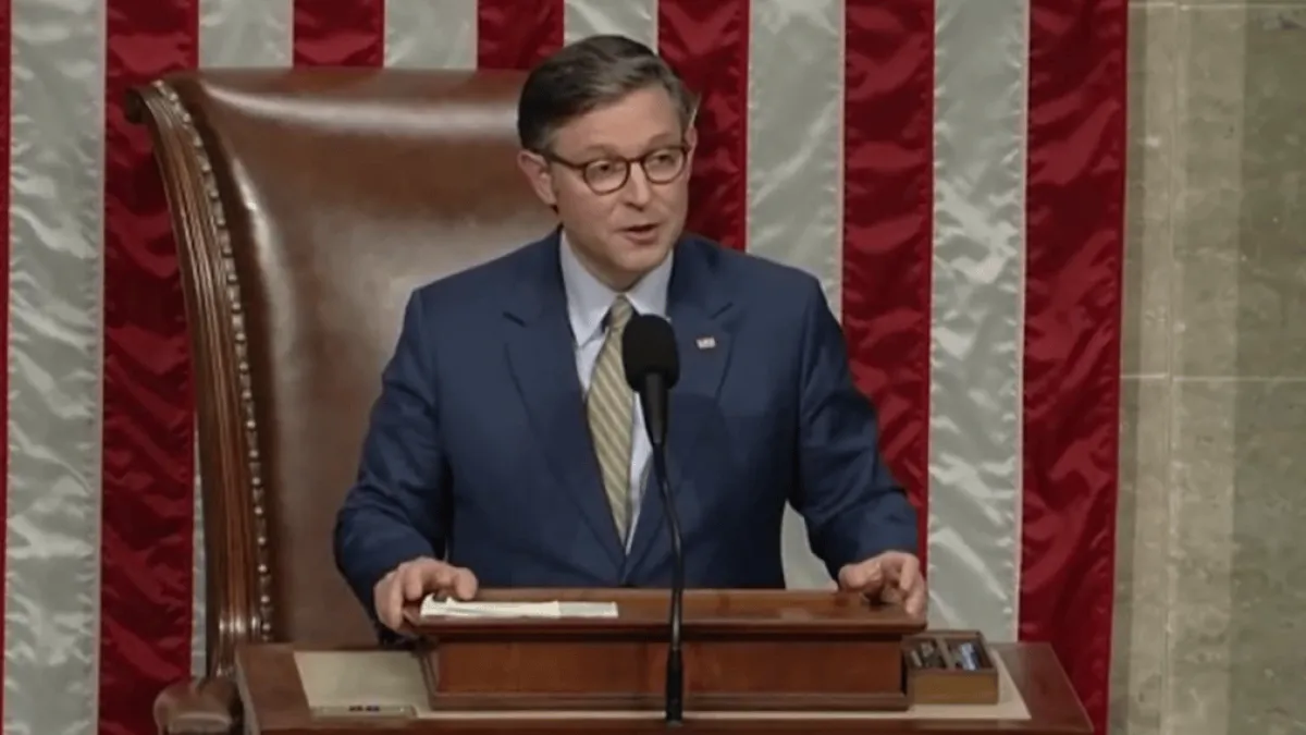Speaker Johnson announced the vote total. Speaker Johnson announced the vote total.