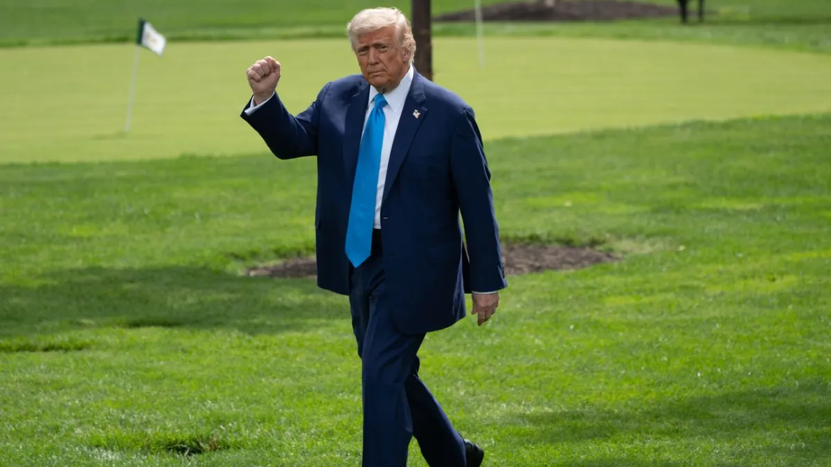Trump didn't answer questions about Musk as he headed to his helicopter Friday.