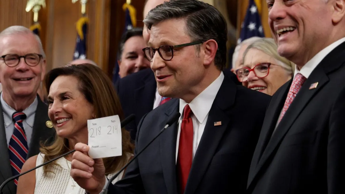 Speaker Johnson and House Republicans celebrated the final vote tally.
