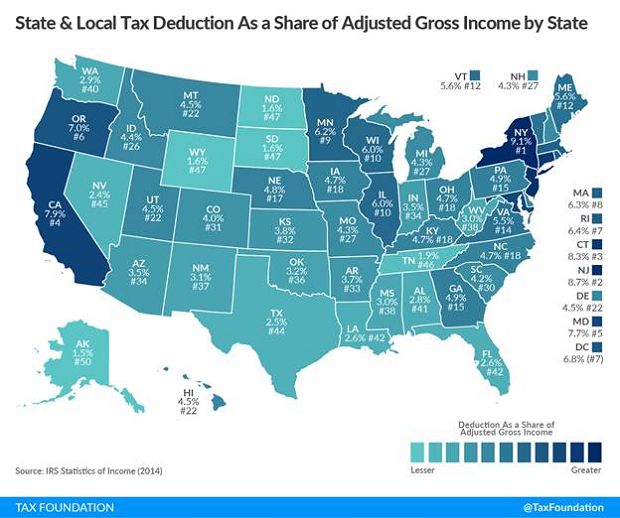 SALT deduction map - Tax Foundation