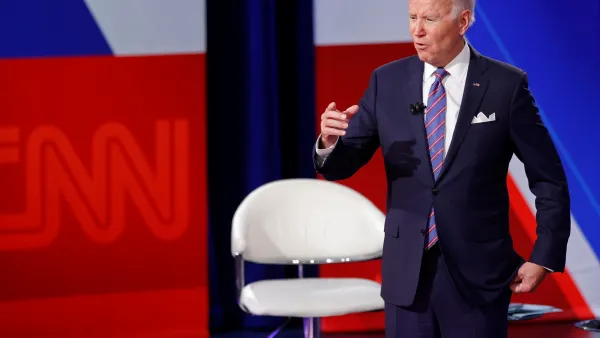 U.S. President Joe Biden participates in a town hall with CNN's Anderson Cooper in Baltimore