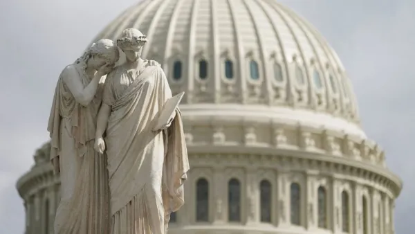 Sculptures of Grief and History outside the Capitol