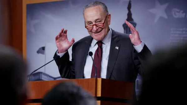 A gleeful Senate Majority Leader Chuck Schumer