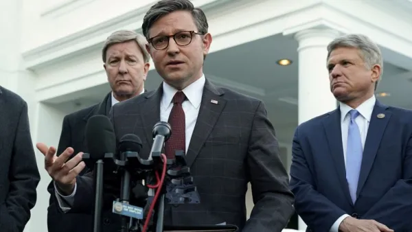 Johnson spoke to reporters after his White House meeting.