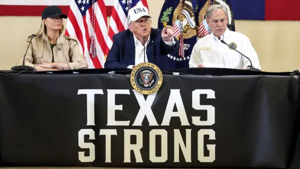 The president, first lady Melania Trump and Texas Governor Greg Abbott