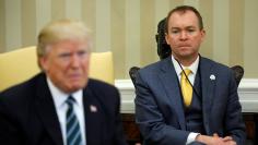 Mulvaney listens as U.S. President Donald Trump meets with members of the Republican Study Committee at the White House in Washington