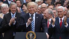 U.S. President Trump gathers with Republican House members after healthcare bill vote at the White House in Washington