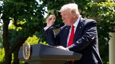 U.S. President Trump refers to temperature change as he announces decision to withdraw from Paris Climate Agreement at White House in Washington