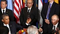 Putin and Obama attend luncheon at the United Nations General Assembly in New York