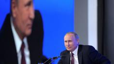 Russian President Putin attends his annual end-of-year news conference in Moscow