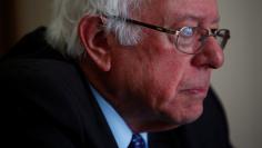 U.S. Sen. Bernie Sanders is interviewed by Reuters reporters at his office on Capitol Hill in Washington