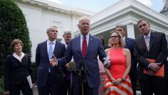 U.S. President Joe Biden speaks following a bipartisan meeting with U.S. senators about the proposed framework for the infrastructure bill