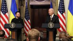 U.S. President Joe Biden and Ukraine's President Volodymyr Zelenskiy hold joint press conference, in Washington