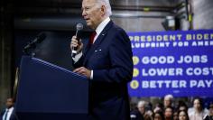 U.S. President Joe Biden delivers an economic speech at SteamFitters UA Local 602 in Springfield