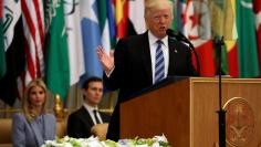 U.S. President Donald Trump delivers a speech during Arab-Islamic-American Summit in Riyadh